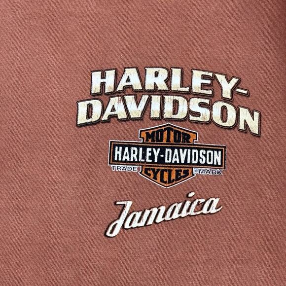 HARLEY DAVIDSON 2014 Orange Jamaica T Shirt Men's Size Large Pin-Up Girl Babe - Picture 5 of 9